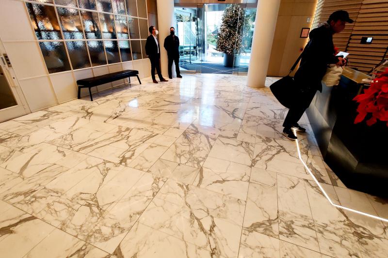 Lobby with marble floor