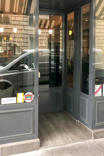 The hotel entrance is step-free, through a single door.