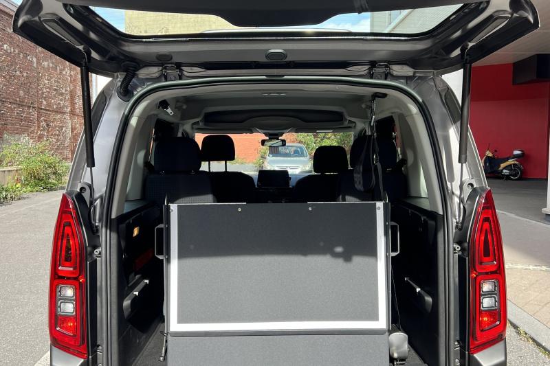 The accessible van is equipped with a ramp entrance on the back