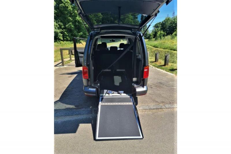 The accessible van is equipped with a wheelchair ramp