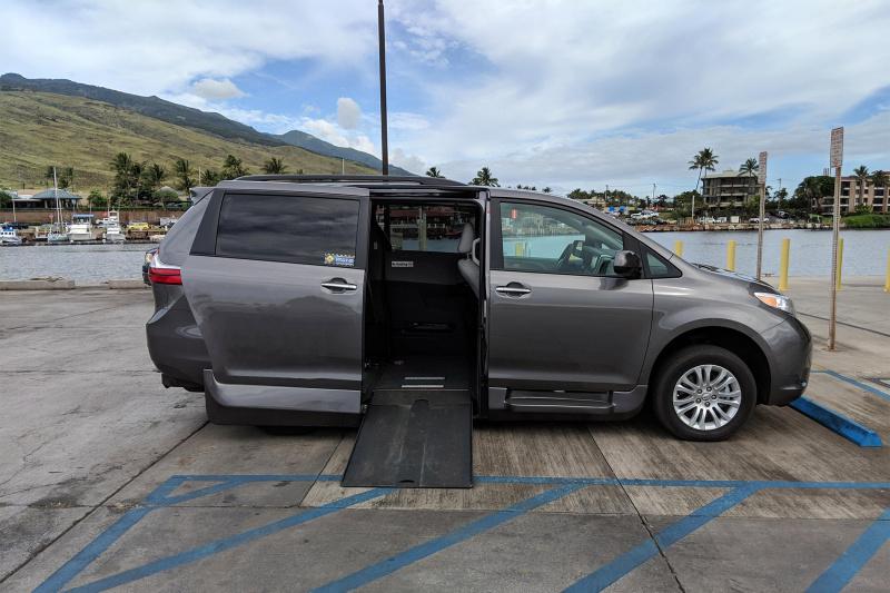 The accessible van rental has a ramp on the side