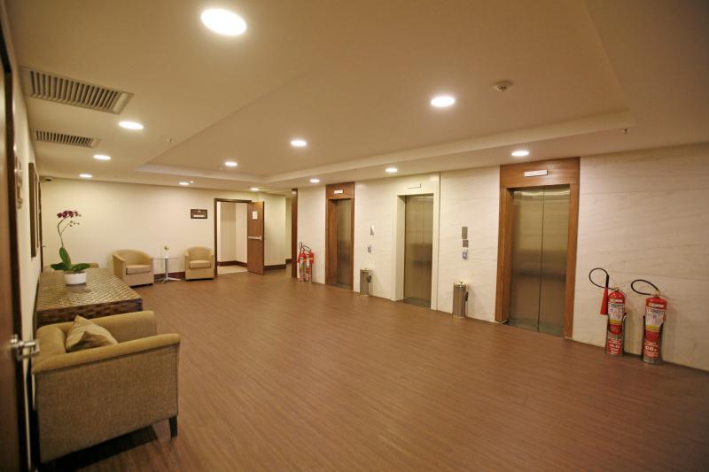 Elevators and lounge area