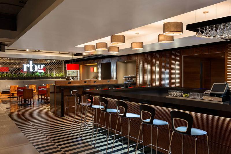 Hotel dining space and bar