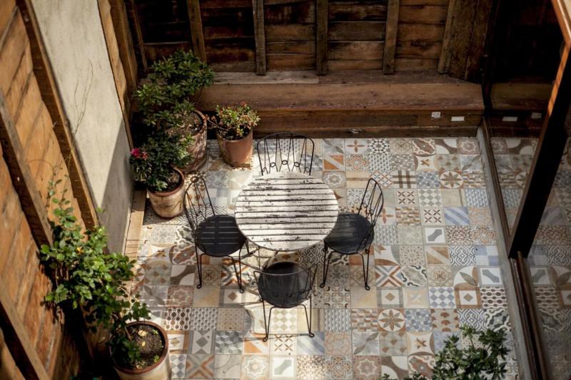 There is a patio where guests can relax.