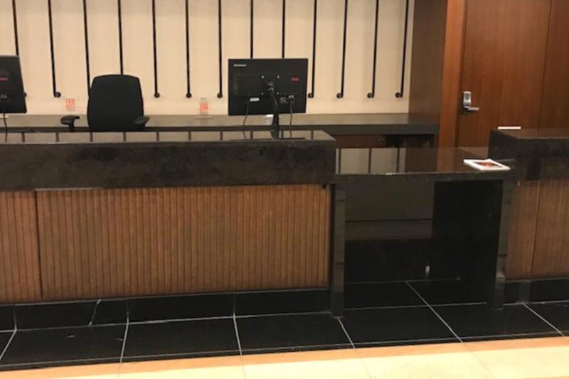 Front desk with standing counter