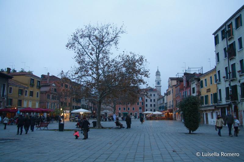 Campo Santa Margherita plaza with shops and paved floors