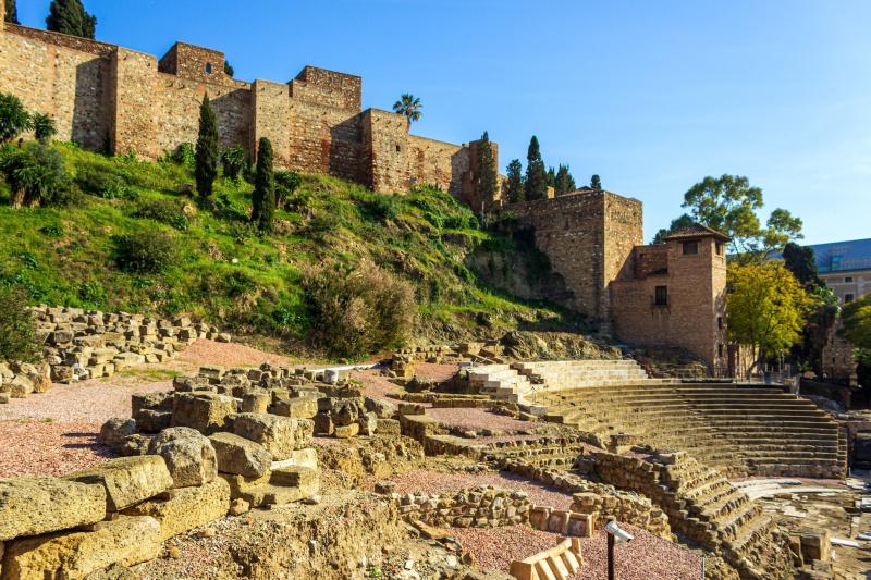 The Alcazaba fortress on a hill in Malaga