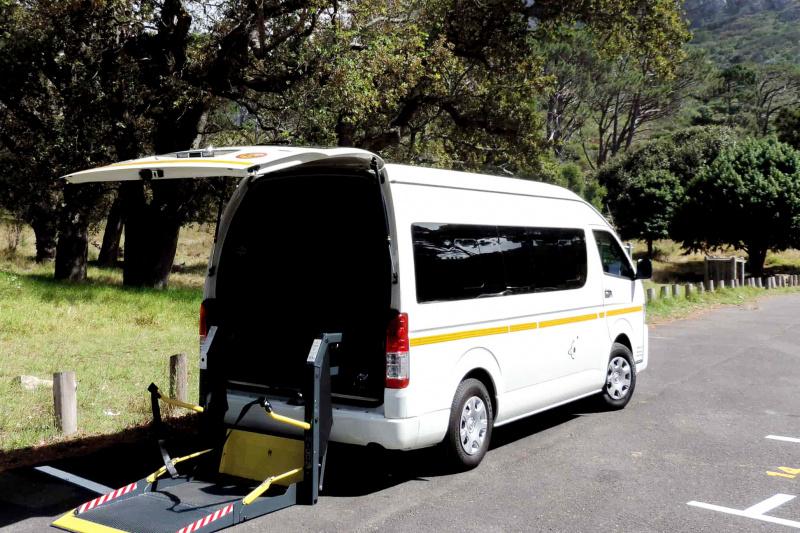 The accessible van is equipped with a wheelchair lift.