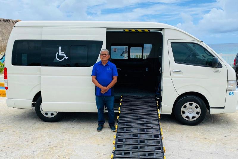The accessible van is equipped with a ramp entrance on the side.